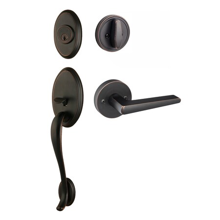 Sure-Loc Hardware Sure-Loc Hardware Aspen Handleset, Basel Round Handleset Trim, Vintage Bronze AN507-BS-RD 11P